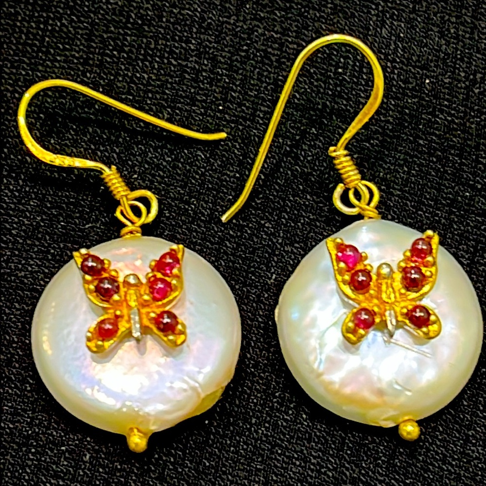 Garnet Pearl 14KGP Earrings
